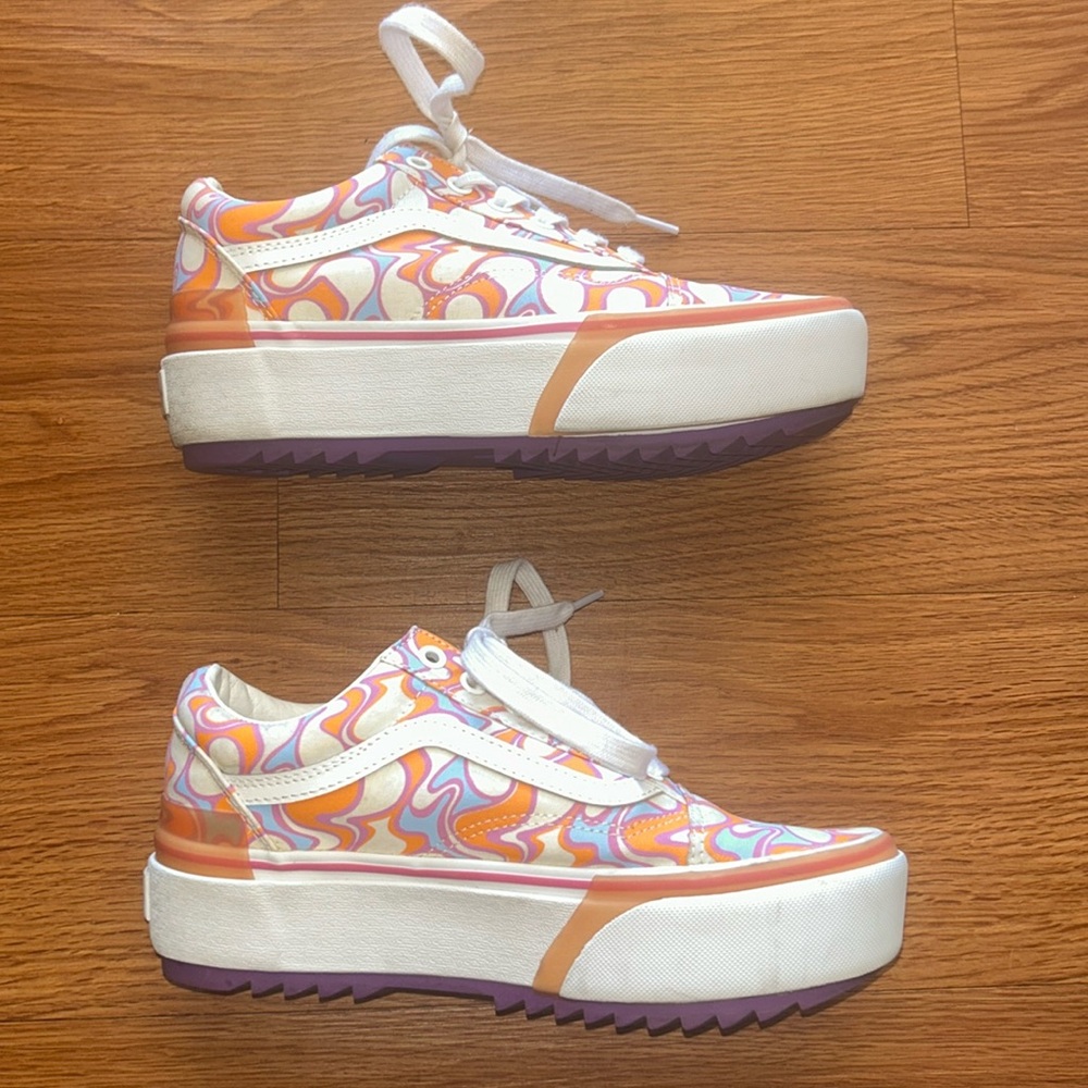 Vans Orange and Purple Platform Sneakers Retro Style - Picture 3 of 8